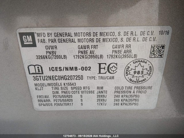 3GTU2NEC0HG207250 GMC SIERRA 1500