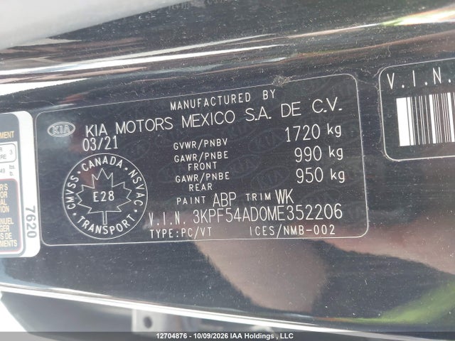 3KPF54AD0ME352206 KIA Forte Ex/ex Premium/ex+