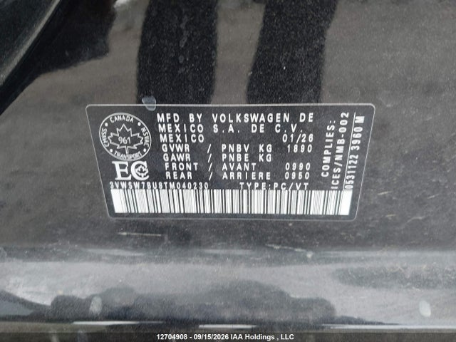12704908 :رقم المزاد ، 3VWSW7BU8TM040230 vin ، 2026 Volkswagen Jetta Comfortline مزاد بيع