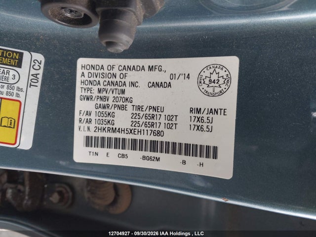 Honda CR-V EX 2014 2HKRM4H5XEH117680 Image 9