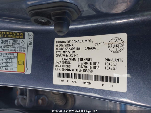 2014 Honda Cr-v Lx მანქანა იყიდება აუქციონზე, vin: 2HKRM4H31EH106050, აუქციონის ნომერი: 12704941