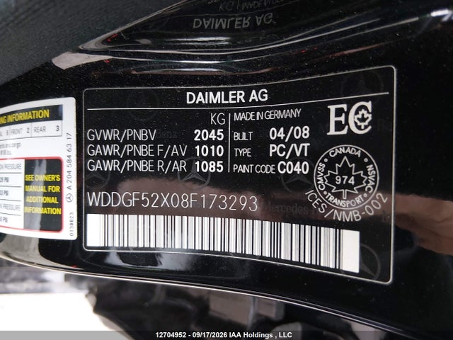 Продаж на аукціоні авто 2008 Mercedes-benz C 230, vin: WDDGF52X08F173293, номер лоту: 12704952