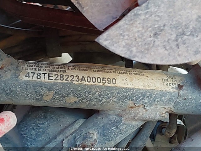 Aukcja sprzedaży 2003 Honda Trx650 Fa, vin: 478TE28223A000590, numer aukcji: 12704956