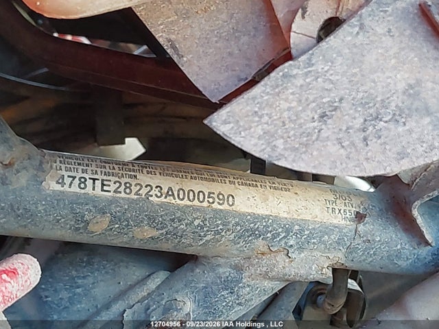 Aukcja sprzedaży 2003 Honda Trx650 Fa, vin: 478TE28223A000590, numer aukcji: 12704956