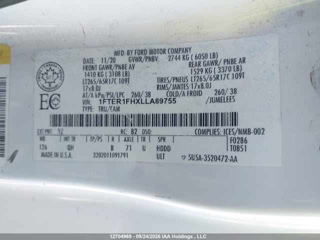 1FTER1FHXLLA89755 Ford Ranger Xl/xlt/lariat