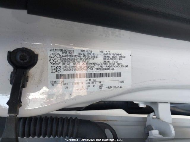 12704984 :رقم المزاد ، 1FADP3N26DL228247 vin ، 2013 Ford Focus مزاد بيع