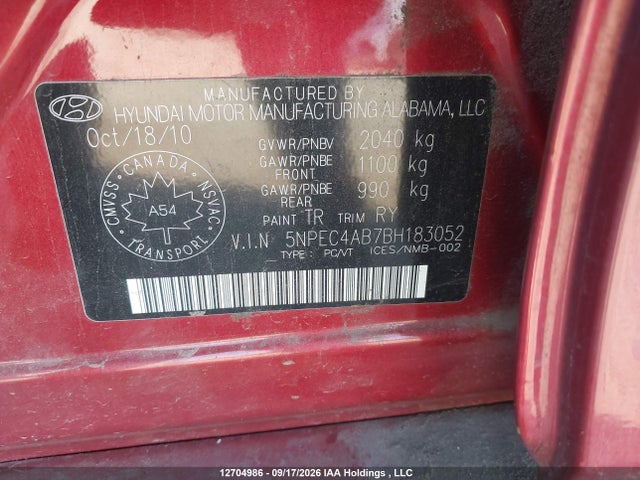 Aukcja sprzedaży 2011 Hyundai Sonata Se/limited, vin: 5NPEC4AB7BH183052, numer aukcji: 12704986