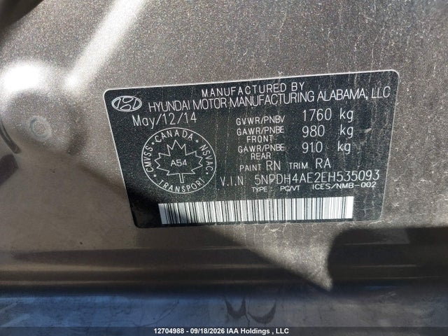 Продаж на аукціоні авто 2014 Hyundai Elantra, vin: 5NPDH4AE2EH535093, номер лоту: 12704988