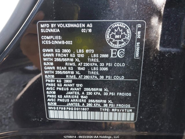 Продаж на аукціоні авто 2016 Volkswagen Touareg Sport/lux/executive, vin: WVGEF9BP9GD011807, номер лоту: 12705014