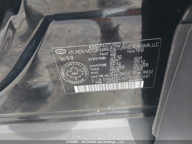 Hyundai Santa Fe Preferred 2.4 2019 5NMS3CAD1KH003687 Image 9