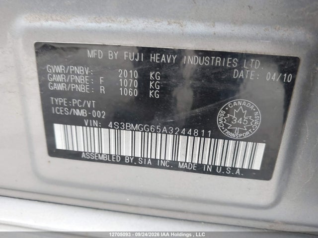 Продажа на аукционе авто 2010 Subaru Legacy 2.5 I Limited Package, vin: 4S3BMGG65A3244811, номер лота: 12705093