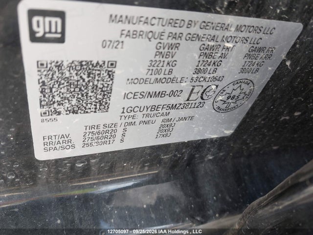 Chevrolet Silverado 1500 Custom 2021 1GCUYBEF5MZ381123 Image 9