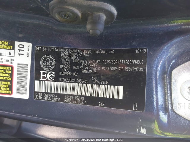 5TDKZ3DC2LS053420 Toyota SIENNA LE
