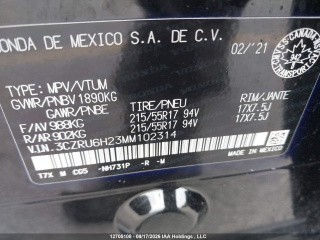3CZRU6H23MM102314 Honda HR-V SPORT
