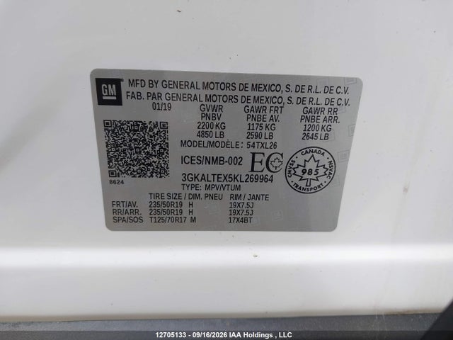 Aukcja sprzedaży 2019 Gmc Terrain Sle, vin: 3GKALTEX5KL269964, numer aukcji: 12705133