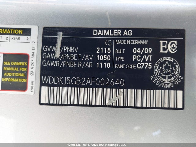 Auction sale of the 2010 Mercedes-benz E 350, vin: WDDKJ5GB2AF002640, lot number: 12705136