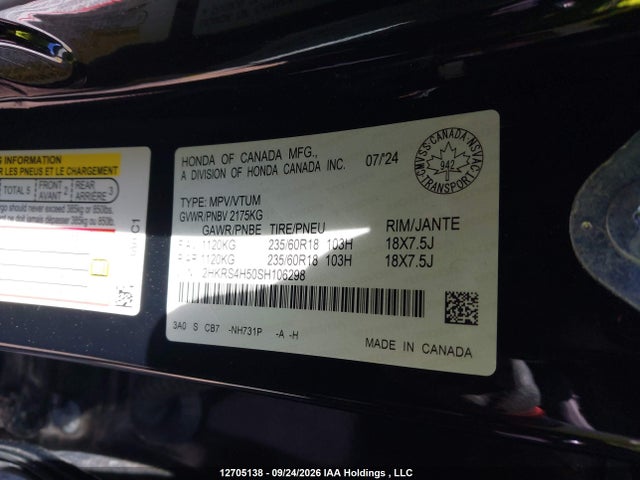 Продаж на аукціоні авто 2025 Honda Cr-v Sport, vin: 2HKRS4H50SH106298, номер лоту: 12705138