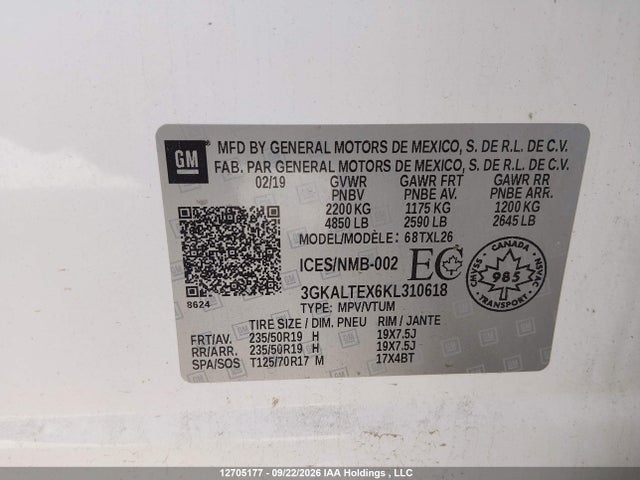 Продаж на аукціоні авто 2019 Gmc Terrain Sle, vin: 3GKALTEX6KL310618, номер лоту: 12705177