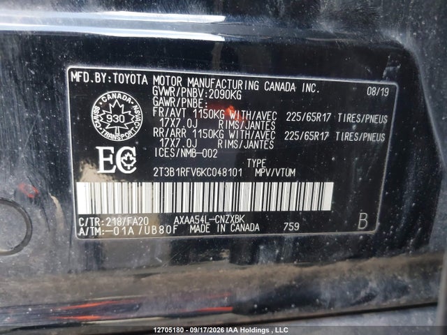Toyota RAV4 LE 2019 2T3B1RFV6KC048101 Image 9
