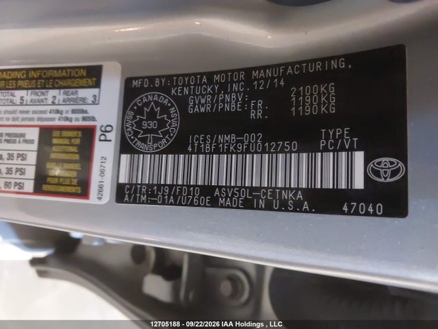 Toyota CAMRY LE 2015 4T1BF1FK9FU012750 Image 19