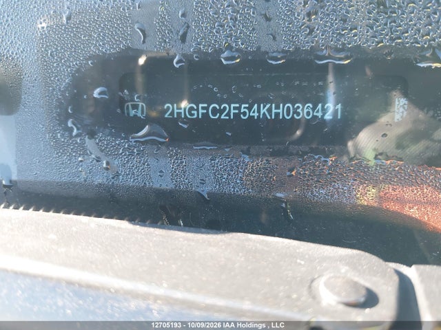 12705193 :رقم المزاد ، 2HGFC2F54KH036421 vin ، 2019 Honda Civic Lx مزاد بيع