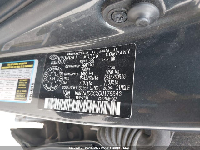 Продаж на аукціоні авто 2012 Hyundai Veracruz Gls, vin: KM8NUDCCXCU179843, номер лоту: 12705212