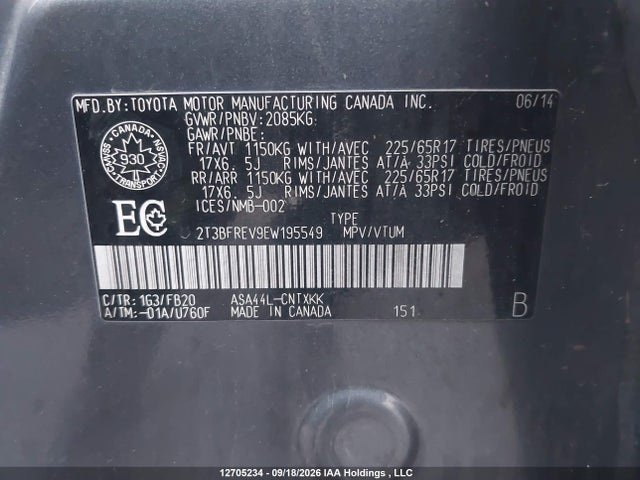 Toyota RAV4 LE 2014 2T3BFREV9EW195549 Image 9