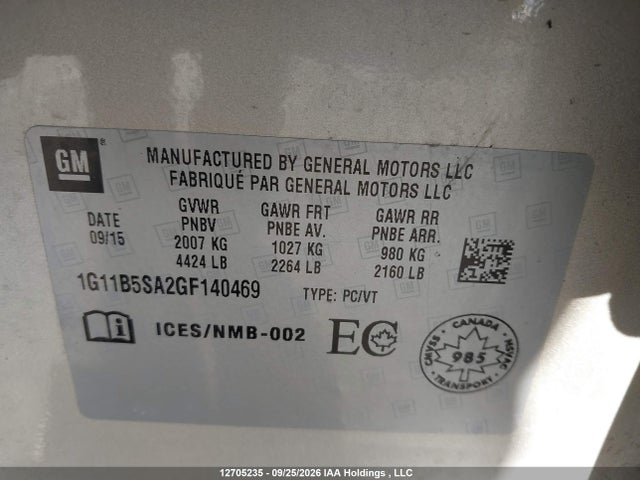 Chevrolet Malibu Limited Ls 2016 1G11B5SA2GF140469 Image 9