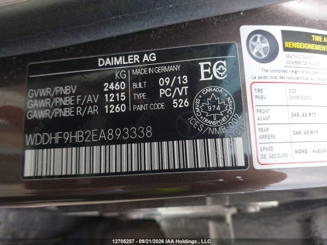 12705257 :رقم المزاد ، WDDHF9HB2EA893338 vin ، 2014 Mercedes-benz E 250 Bluetec 4matic مزاد بيع