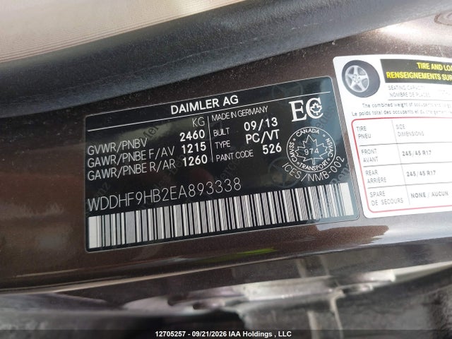 12705257 :رقم المزاد ، WDDHF9HB2EA893338 vin ، 2014 Mercedes-benz E 250 Bluetec 4matic مزاد بيع