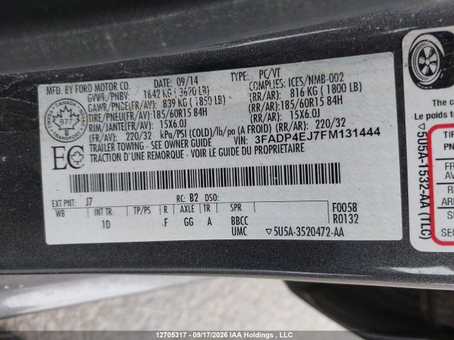 Ford FIESTA SE 2015 3FADP4EJ7FM131444 Image 18