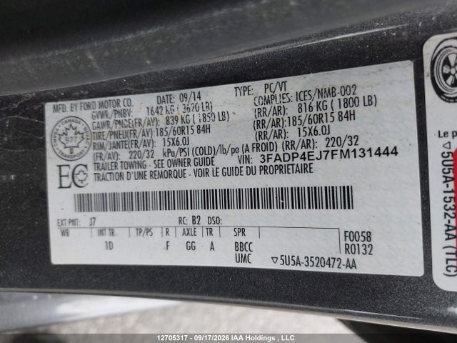 Ford FIESTA SE 2015 3FADP4EJ7FM131444 Image 9