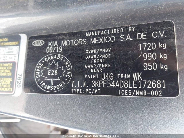 Aukcja sprzedaży 2020 Kia Forte Ex, vin: 3KPF54AD8LE172681, numer aukcji: 12705342