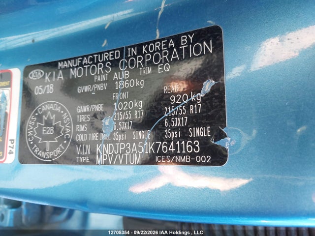 Продажа на аукционе авто 2019 Kia Soul Ex/ex Premium/ex Tech/ex+, vin: KNDJP3A51K7641163, номер лота: 12705354