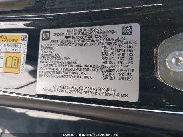 2023 Chevrolet Suburban Ls მანქანა იყიდება აუქციონზე, vin: 1GNSKBKDXPR203666, აუქციონის ნომერი: 12705356