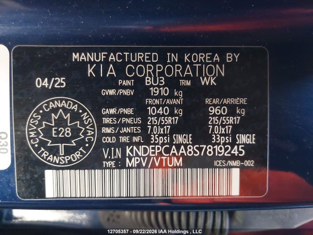 Продаж на аукціоні авто 2025 Kia Seltos Lx, vin: KNDEPCAA8S7819245, номер лоту: 12705357