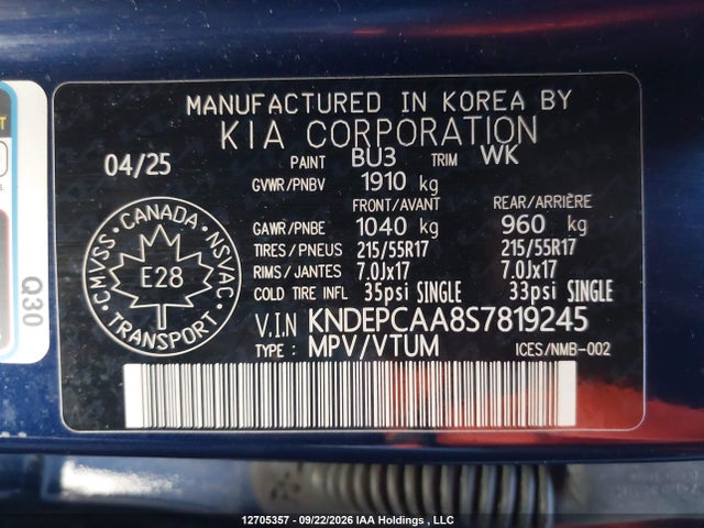 Продаж на аукціоні авто 2025 Kia Seltos Lx, vin: KNDEPCAA8S7819245, номер лоту: 12705357