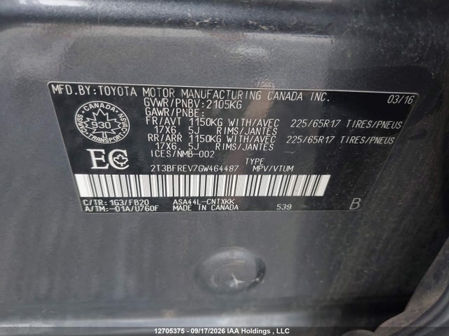 Toyota RAV4 LE 2016 2T3BFREV7GW464487 Image 9