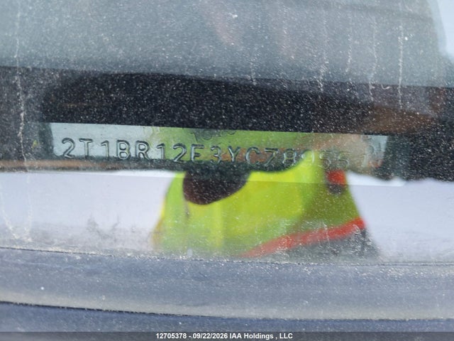 12705378 :رقم المزاد ، 2T1BR12E3YC789551 vin ، 2000 Toyota Corolla Ce/le مزاد بيع