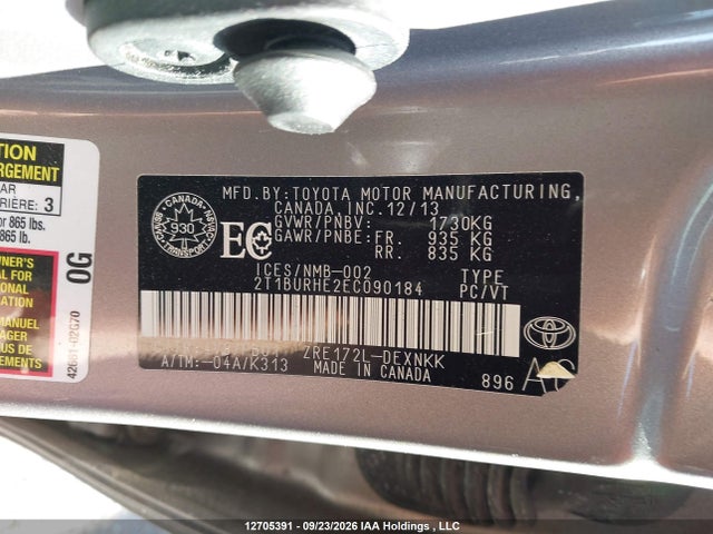 2T1BURHE2EC090184 Toyota Corolla