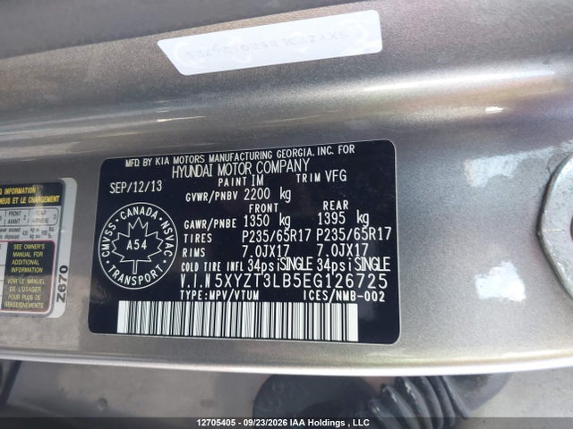 Aukcja sprzedaży 2014 Hyundai Santa Fe Sport 2.4 Base, vin: 5XYZT3LB5EG126725, numer aukcji: 12705405