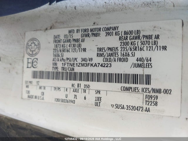 1FTNE1ZM3FKA74223 Ford Transit T-150