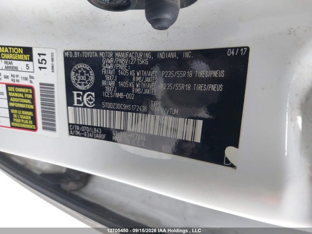 5TDDZ3DC9HS172436 Toyota Sienna