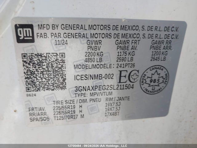 Chevrolet Equinox 2025 3GNAXPEG2SL211504 Image 9
