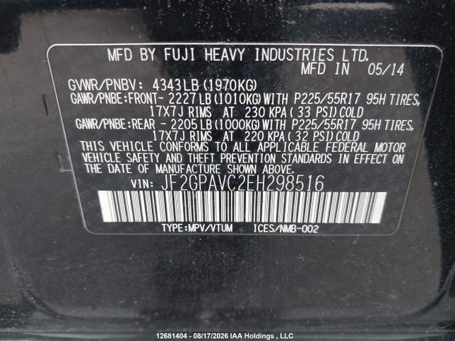 Subaru Xv Crosstrek 2.0i Premium 2014 JF2GPAVC2EH298516 Image 9