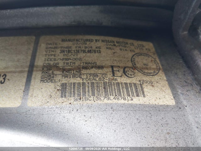 Продажа на аукционе авто 2009 Nissan Versa 1.8sl, vin: 3N1BC13E79L487813, номер лота: 12695725