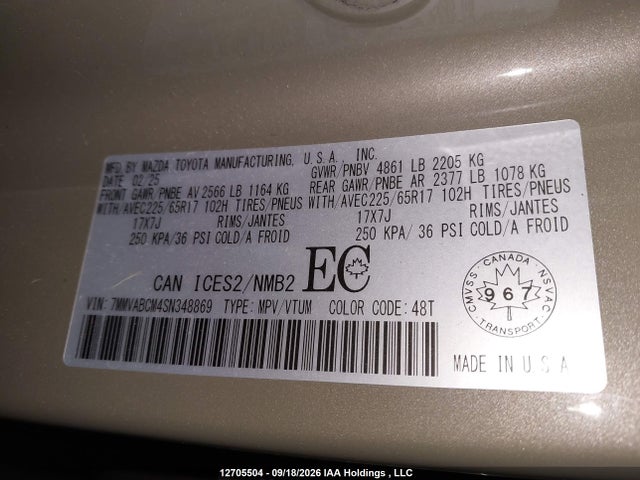 Aukcja sprzedaży 2025 Mazda Cx-50 Gs-l, vin: 7MMVABCM4SN348869, numer aukcji: 12705504