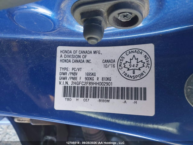 Honda CIVIC EX 2017 2HGFC2F89HH002901 Image 18