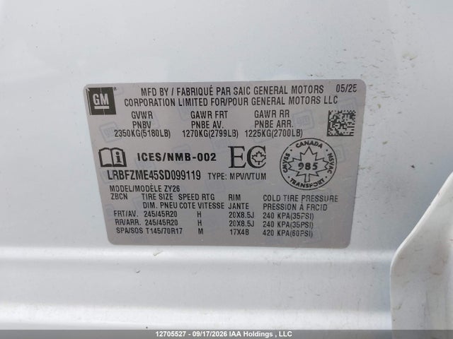 Продажа на аукционе авто 2025 Buick Envision Avenir, vin: LRBFZME45SD099119, номер лота: 12705527