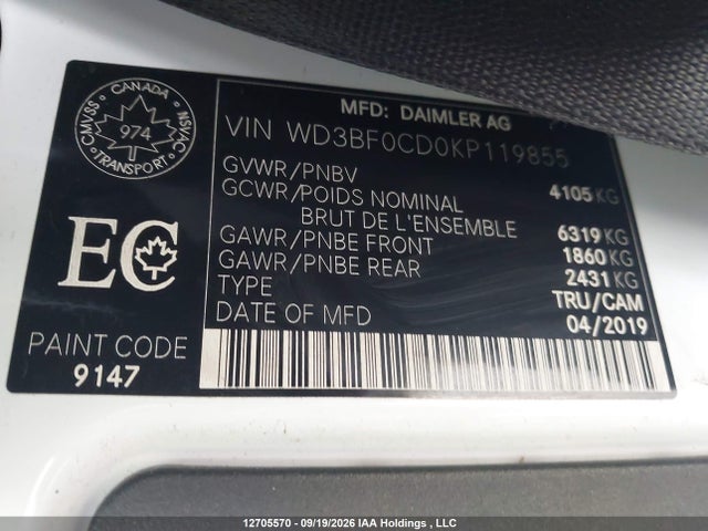 WD3BF0CD0KP119855 Mercedes-Benz Sprinter 2500/3500